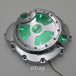 Chrome with Green LED Engine Clutch Cover For 2006-2014 Kawasaki Zx14R ZZR 1400 Ri