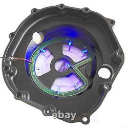 Couvercle d'embrayage moteur transparent à LED bleue pour Kawasaki ZX14R ZZR1400 06-14 NOIR